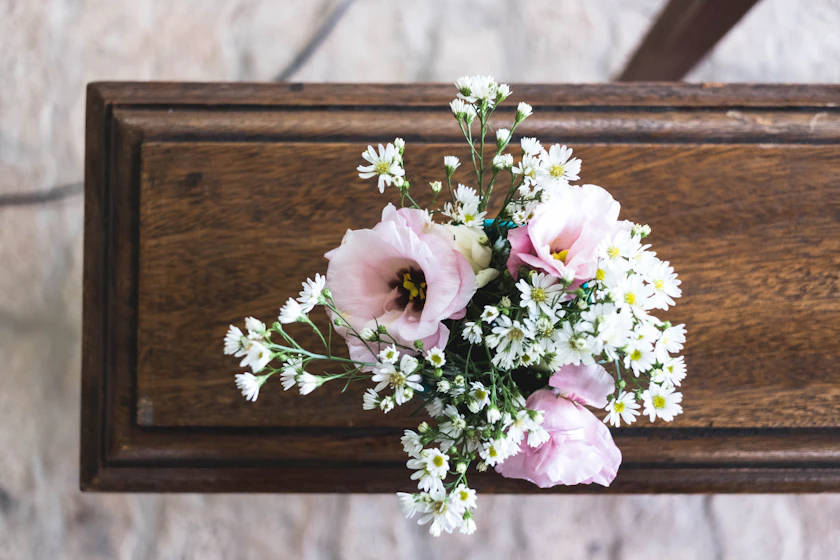 Floral tribute for a memorial service