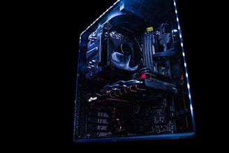 black and multicolored computer tower