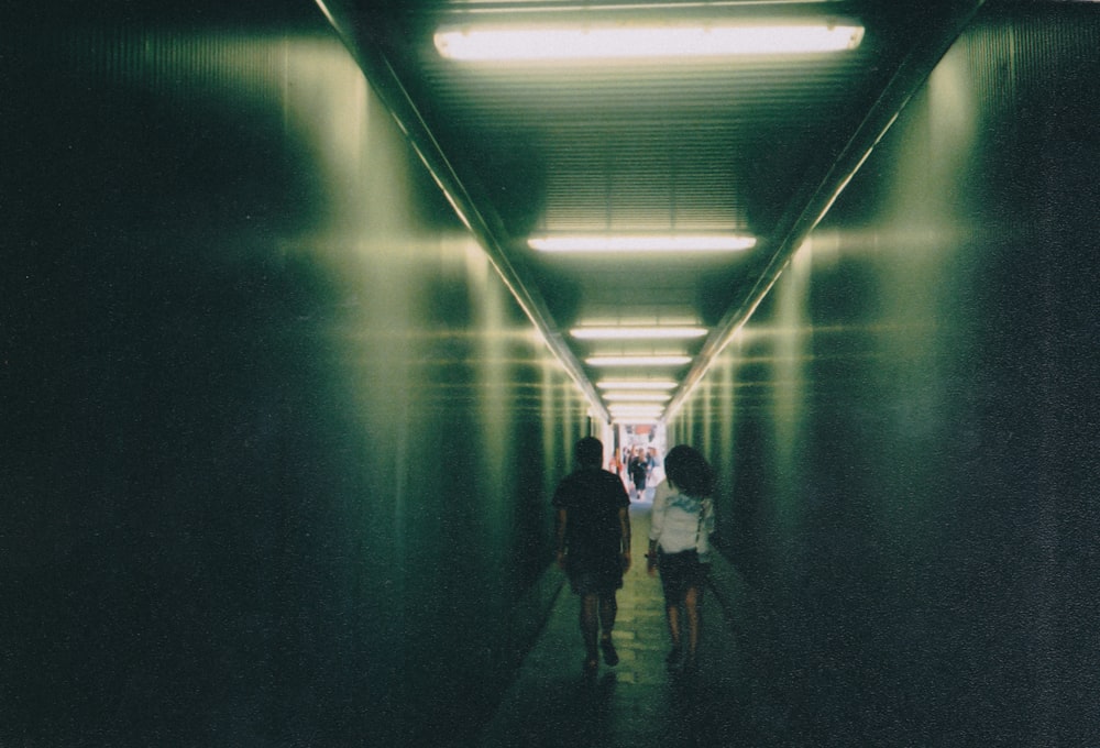 man and woman walking