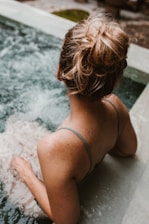 woman in hot tub in Spa natural source relaxing on me time vacation
