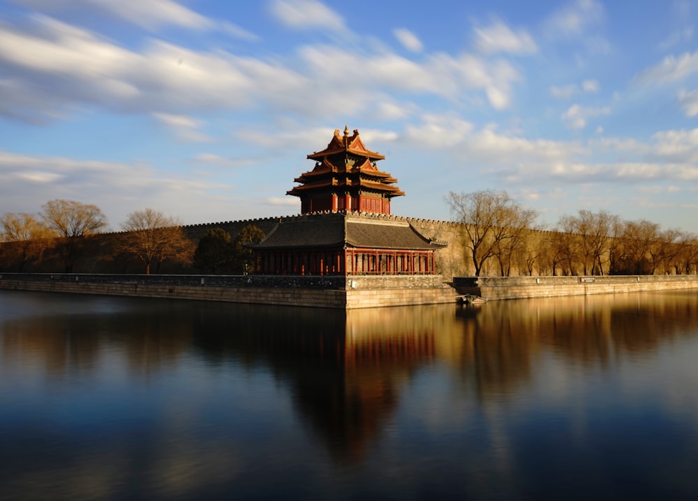 body of water beside building