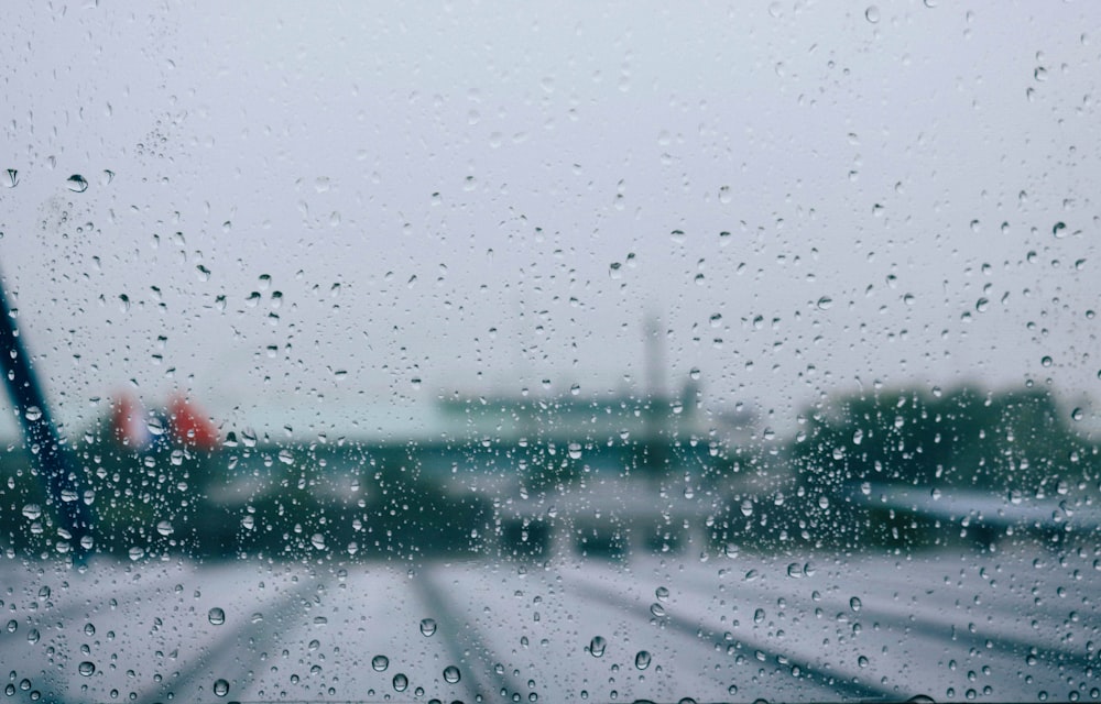 water droplets on glass panel