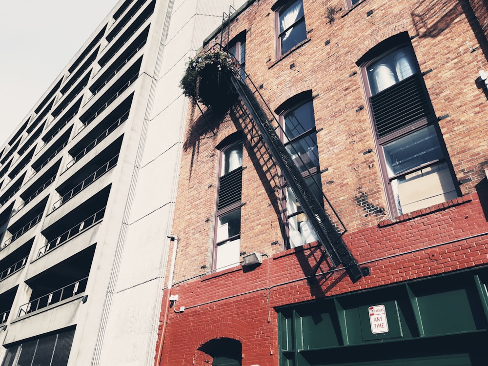 black fire exit ladder during daytime