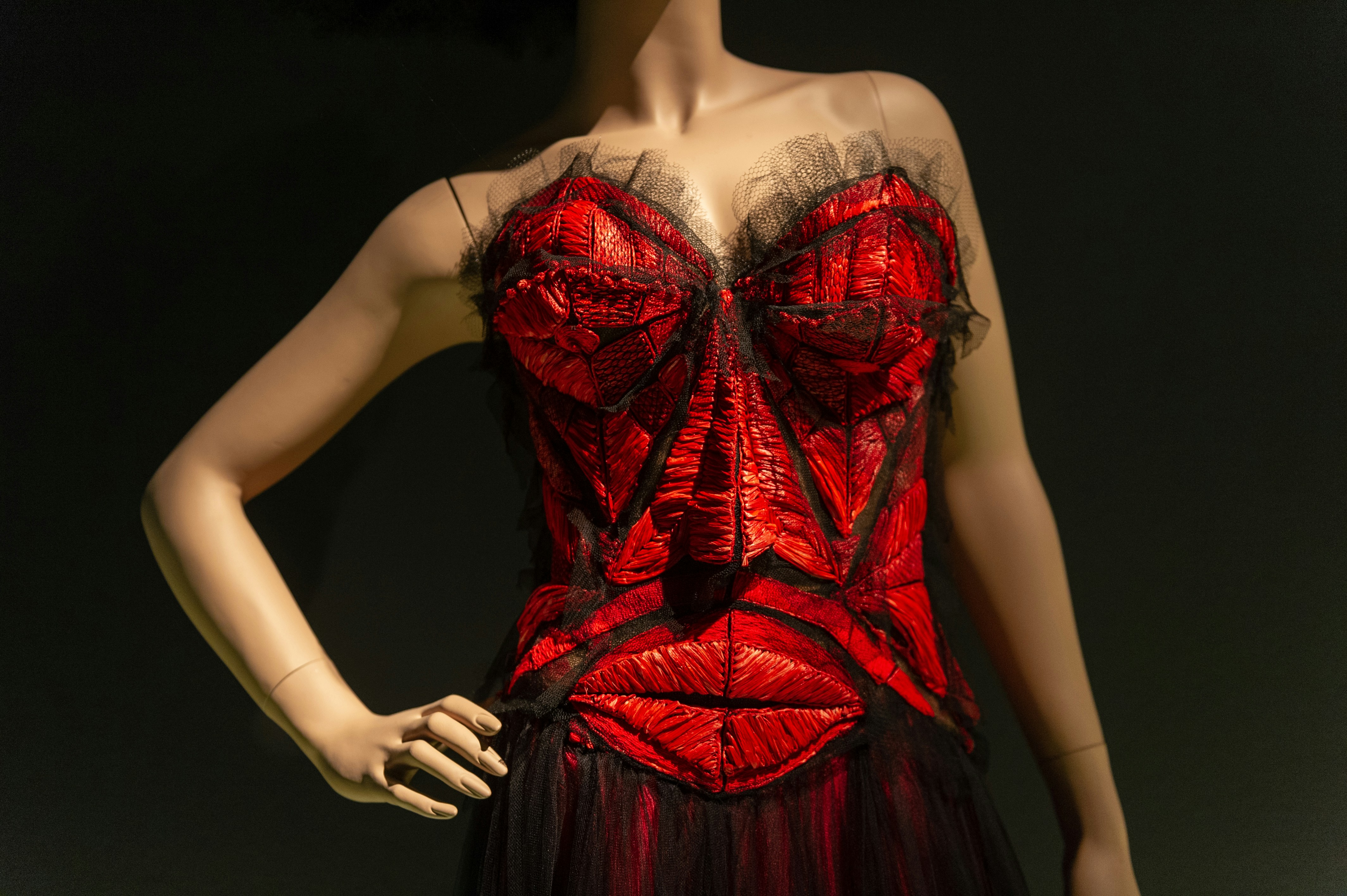 Female mannequin in red dress