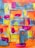 An abstract painting with bold, vibrant brush strokes featuring geometric shapes and patterns. Bright pink, orange, and yellow hues contrast against cool blues and greys. Black lines accentuate the composition, adding dynamic movement.