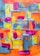 An abstract painting with bold, vibrant brush strokes featuring geometric shapes and patterns. Bright pink, orange, and yellow hues contrast against cool blues and greys. Black lines accentuate the composition, adding dynamic movement.