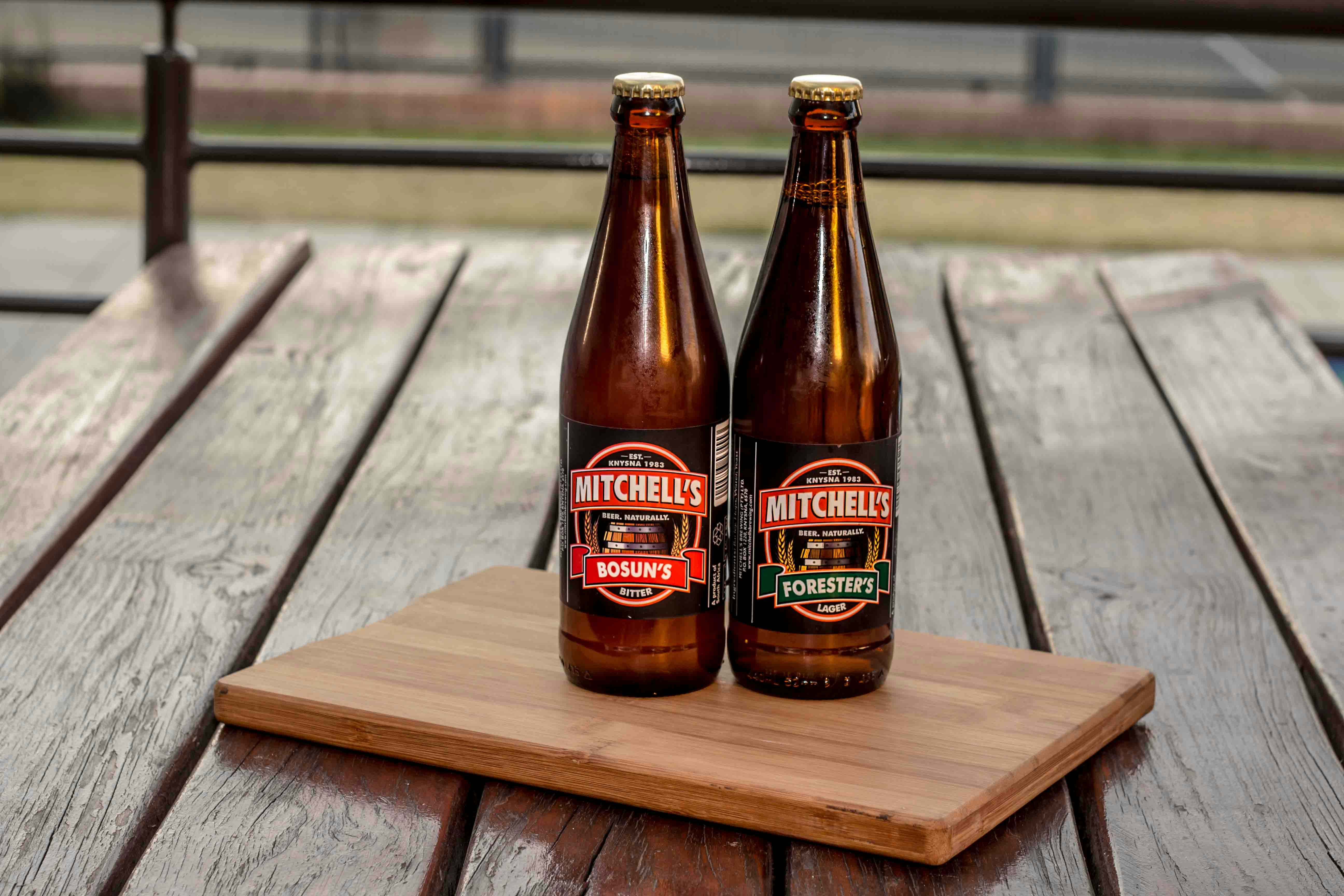two Mitchell's bottles on tray