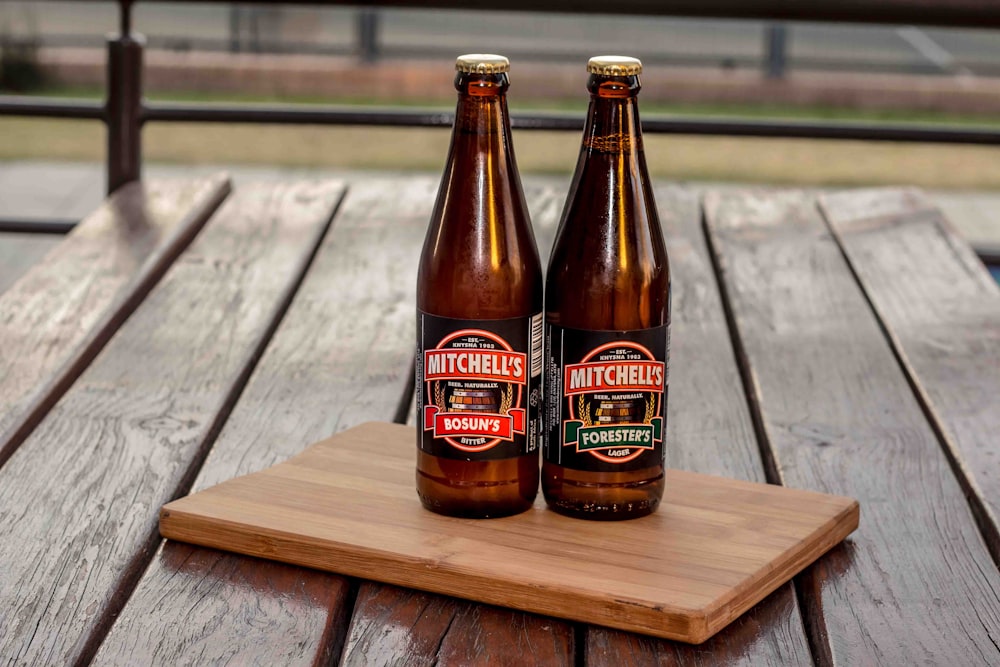two Mitchell's bottles on tray