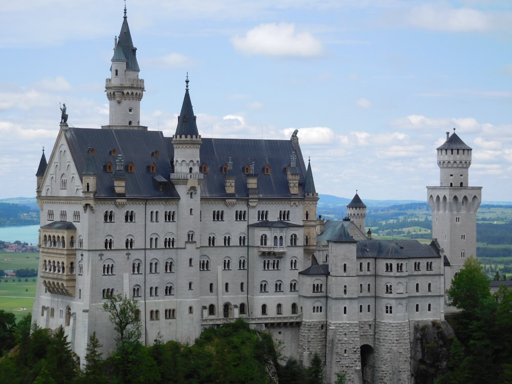 white and blue castle photography