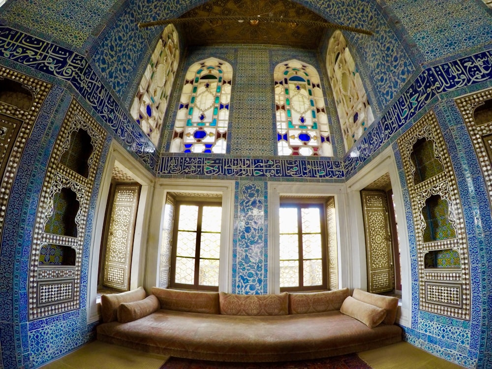 Muebles de habitación de hormigón blanco y azul