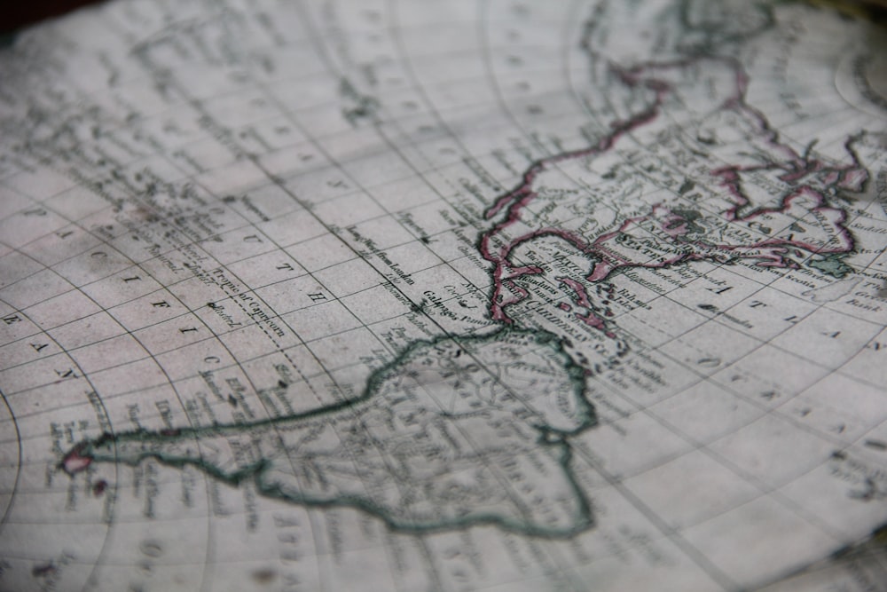 Fotografía de primer plano del mapa del mundo