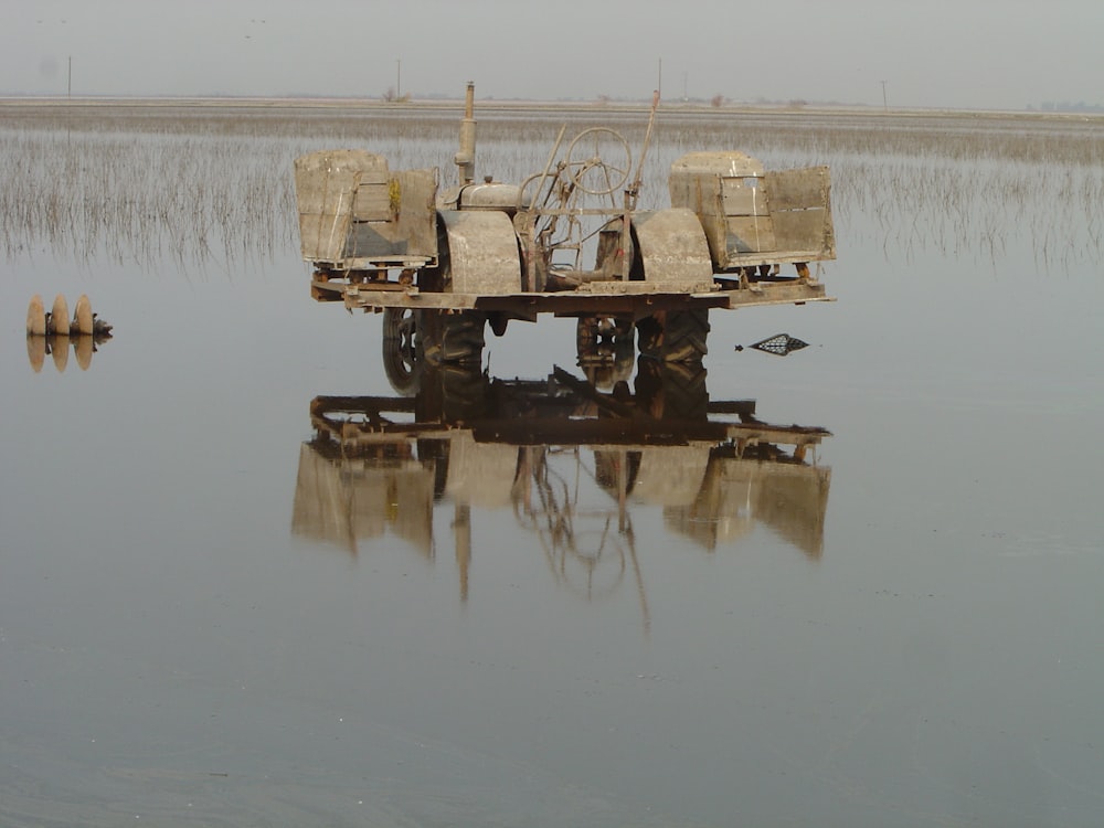 brown cultivator on rice field