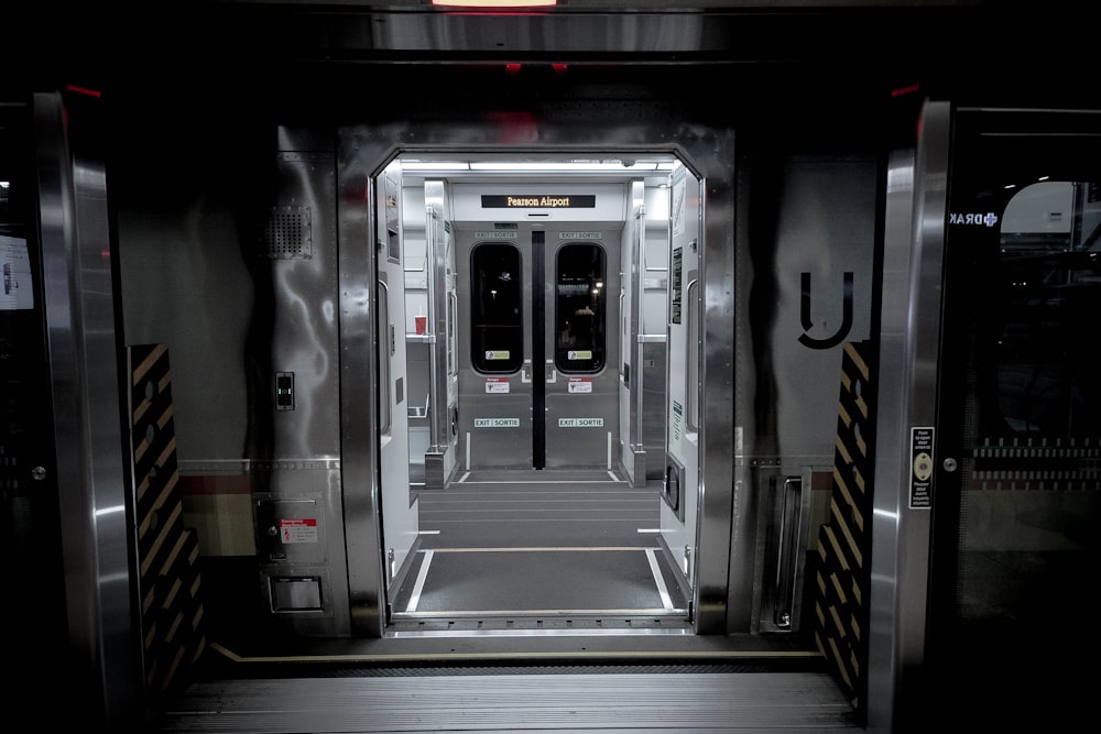 opened door of subway train