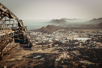 Panoramic shot of Sugarloaf Mountain with cable cars in the morning light