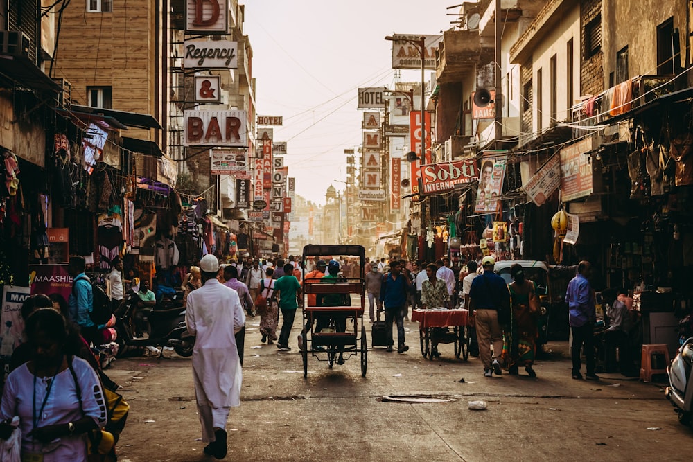 people walking on street market during daytime