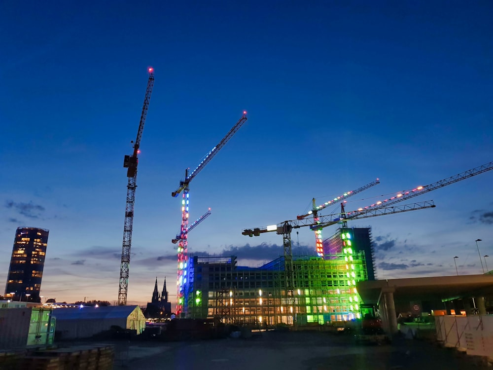 black tower crane near building