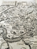 A vintage map showcasing historical regions and landmarks.