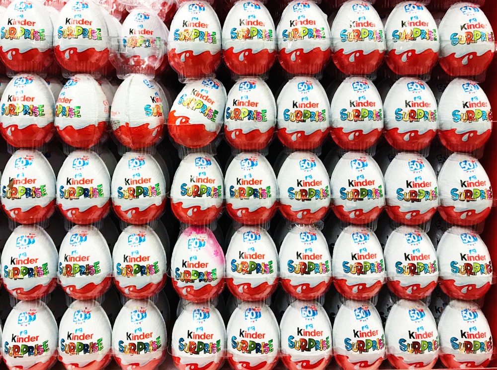 white and red chocolate eggs