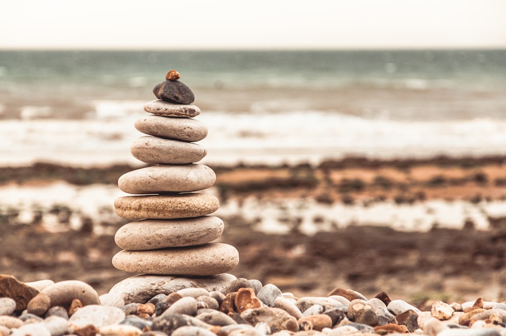 pile of stones on shore