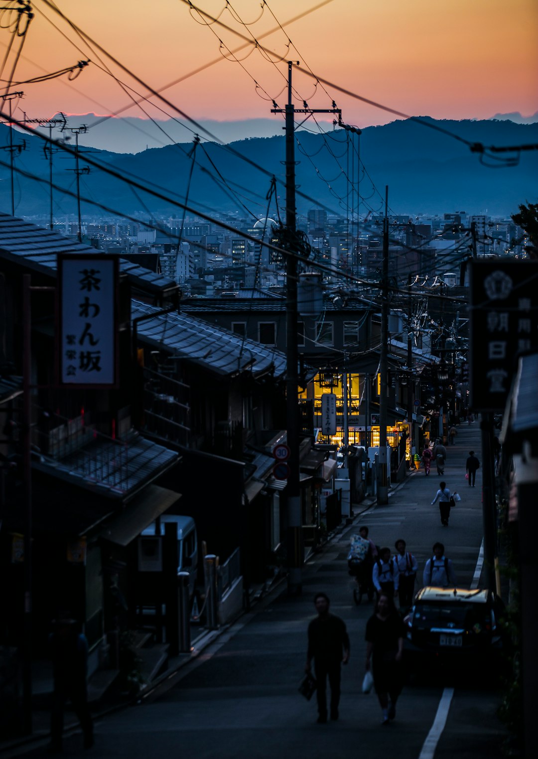 aerial view photography of people walking between house