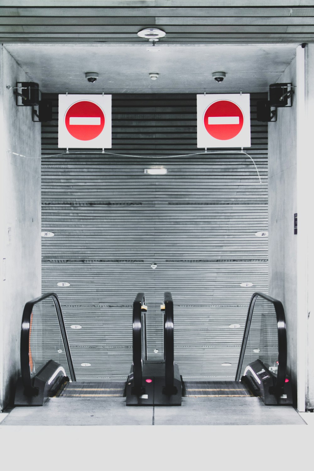 two black escalators