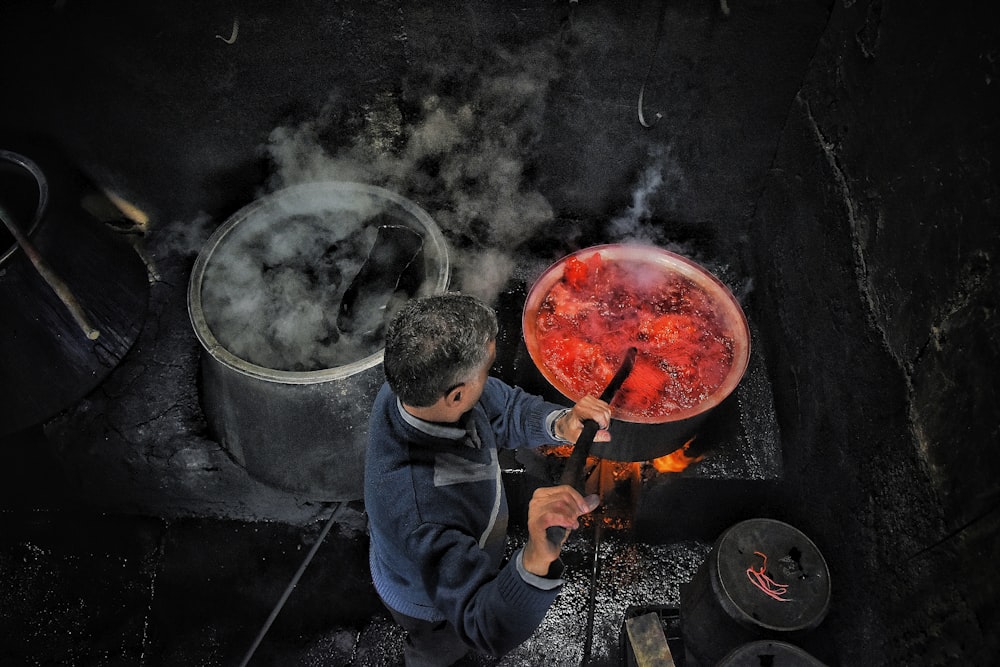 man cooking