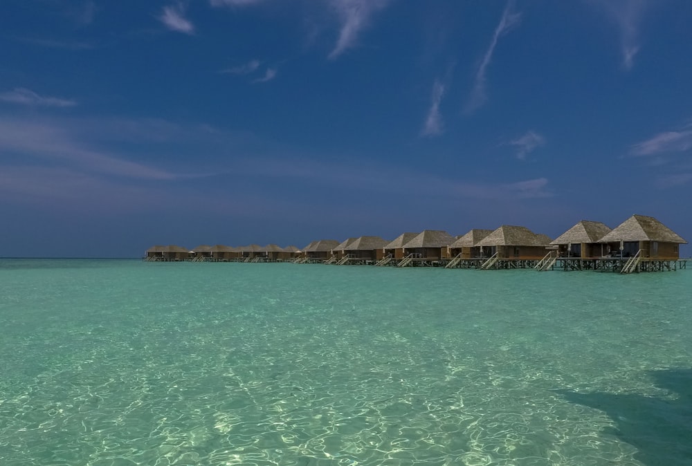 brown houses on beach seashore