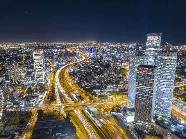 Tel Aviv skyline and airport travel atmosphere