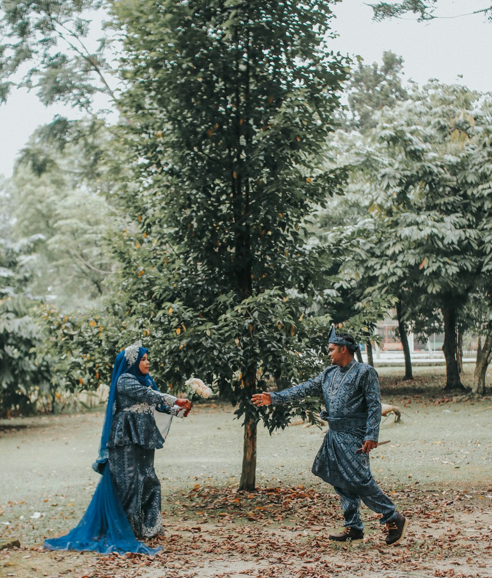 woman wearing blue dress