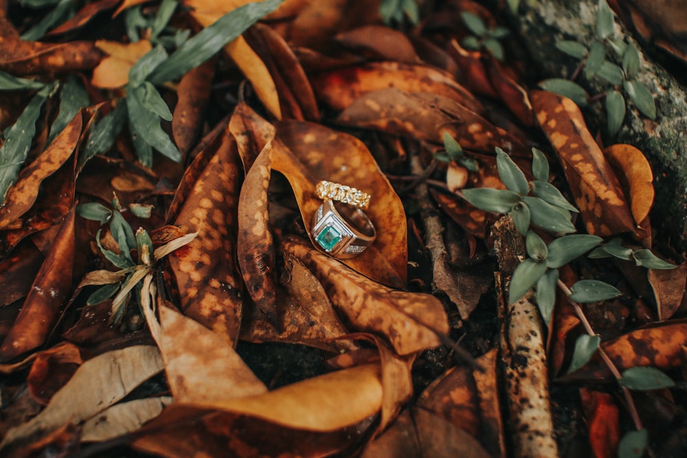 silver ring with blue gemstone