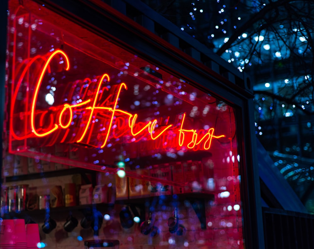 red Coffee boo neon sign