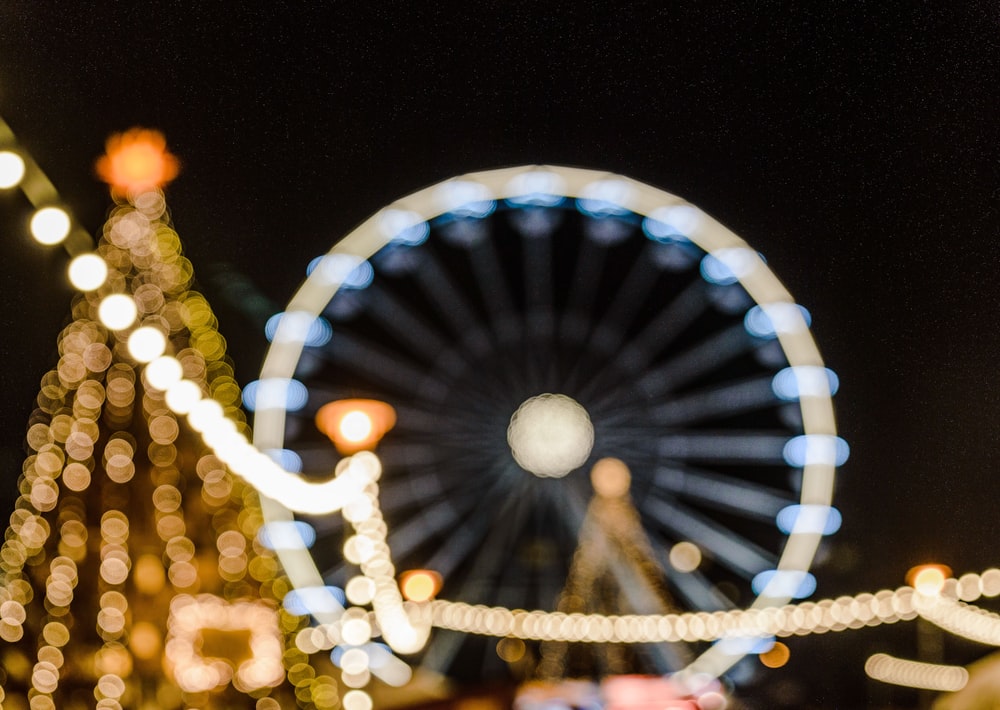 white ferris wheel during night