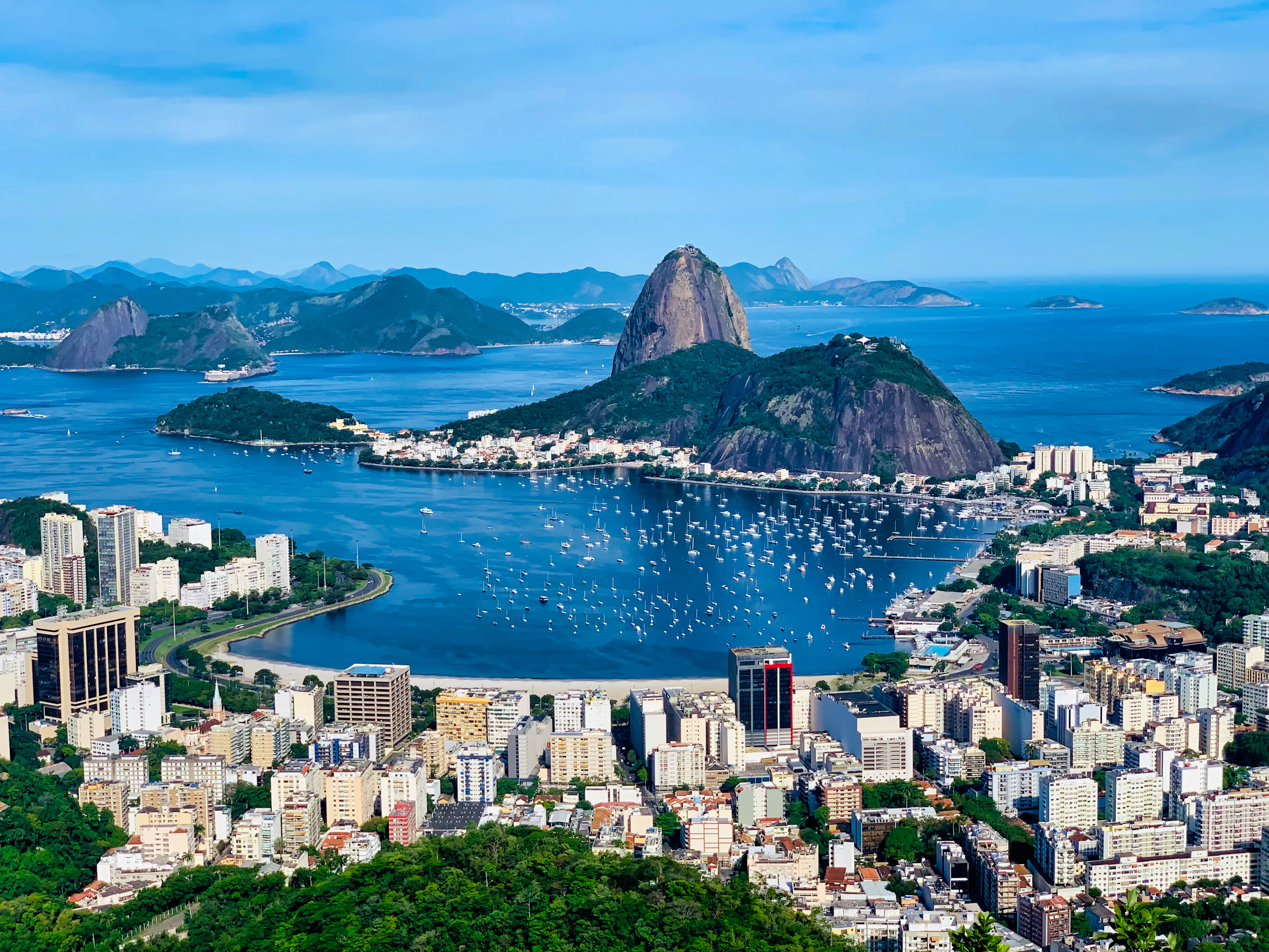 Sugarloaf Mountain above Botafogo bay in Rio de Janeiro