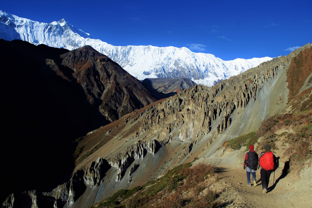 people walking on mountain