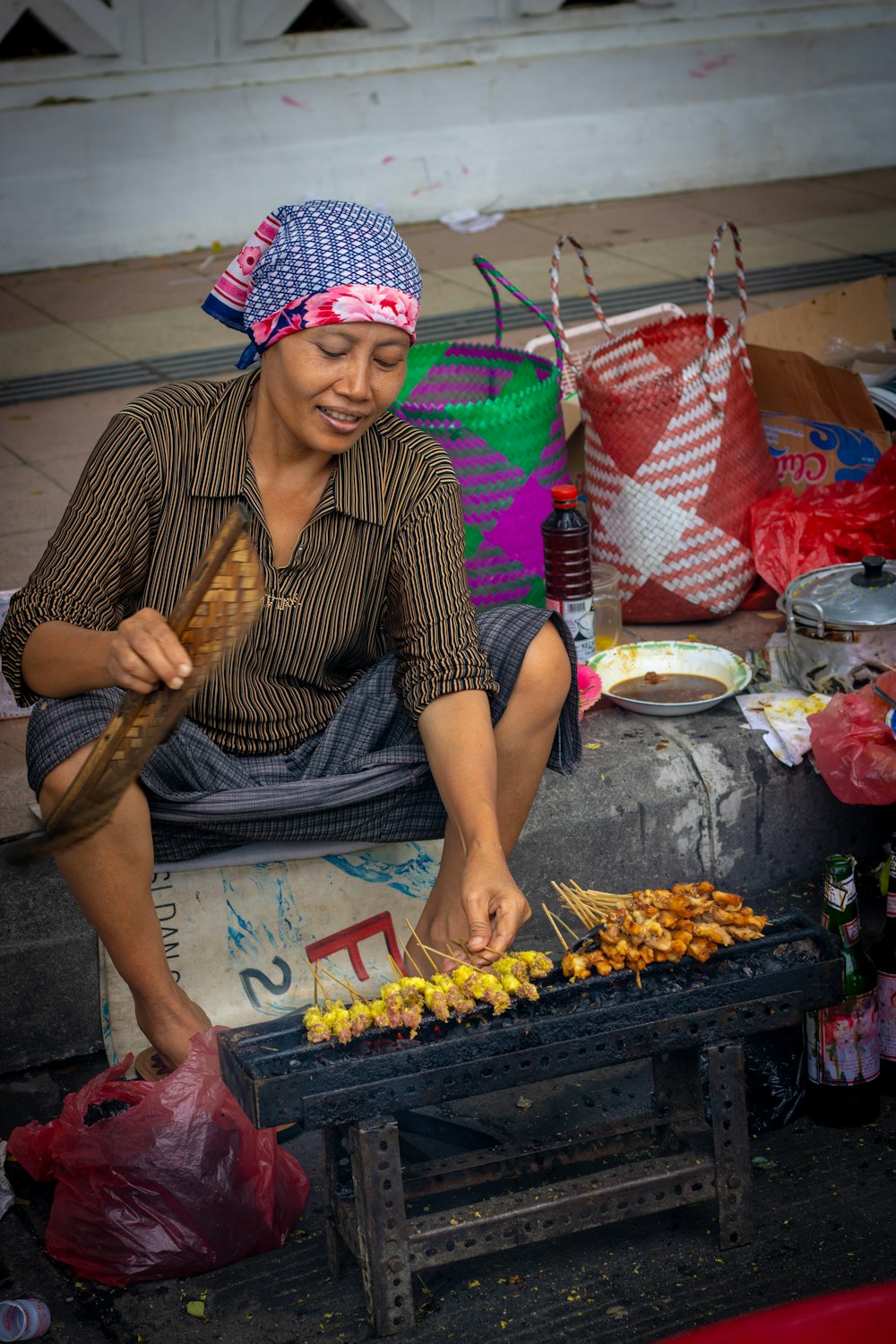 woman making barbecue