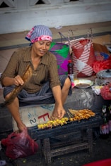 woman making barbecue