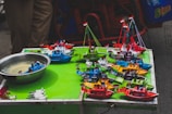 A collection of various boat accessories displayed on a table.