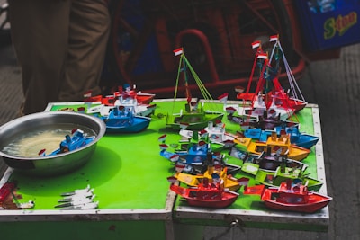 A collection of various boat accessories displayed on a table.