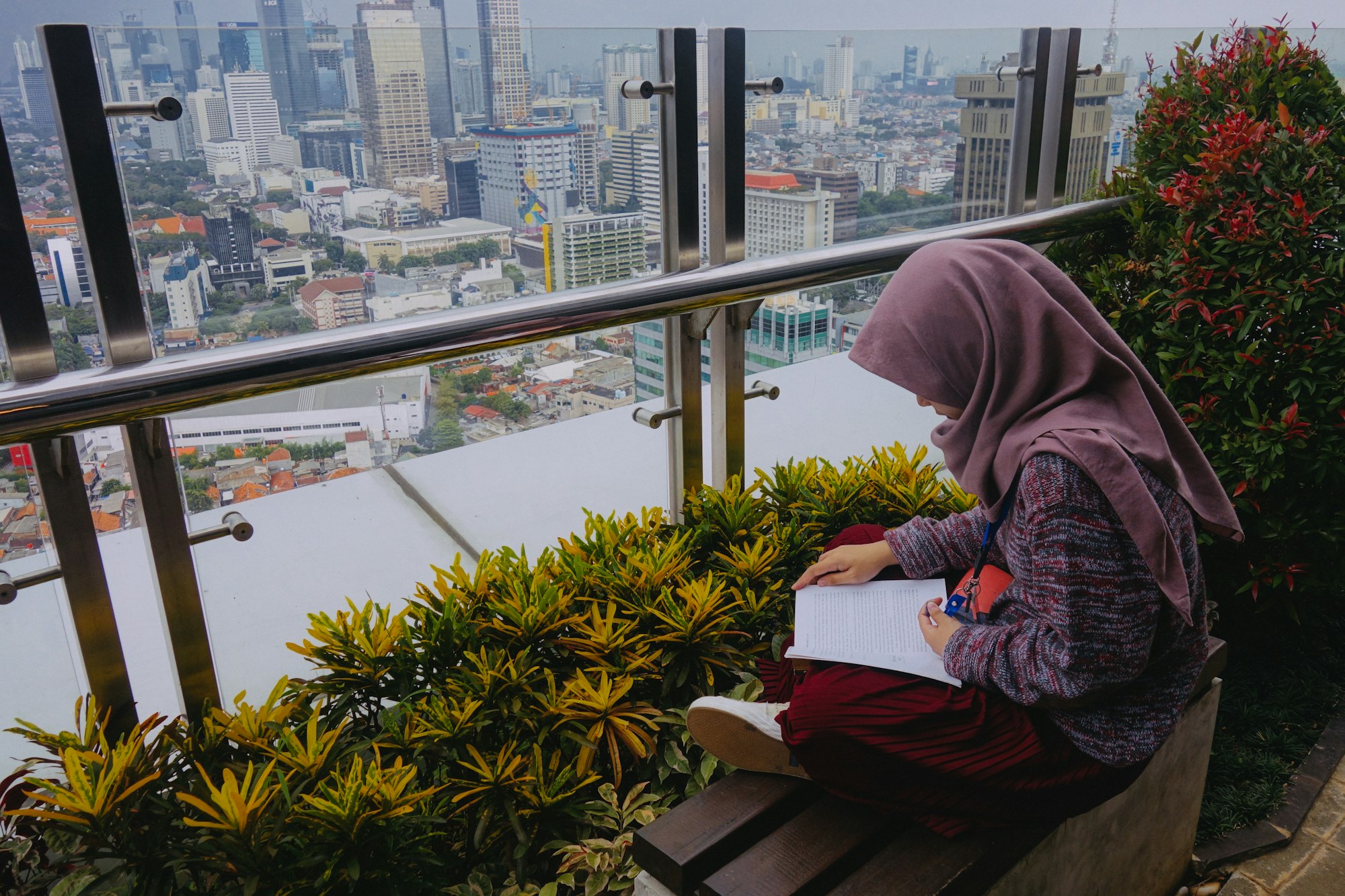 The girl with the book on the Rooftop