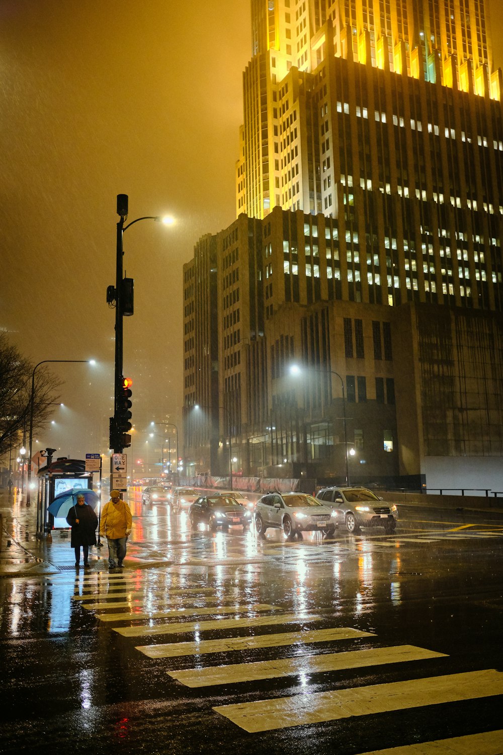 vehicles on road at night