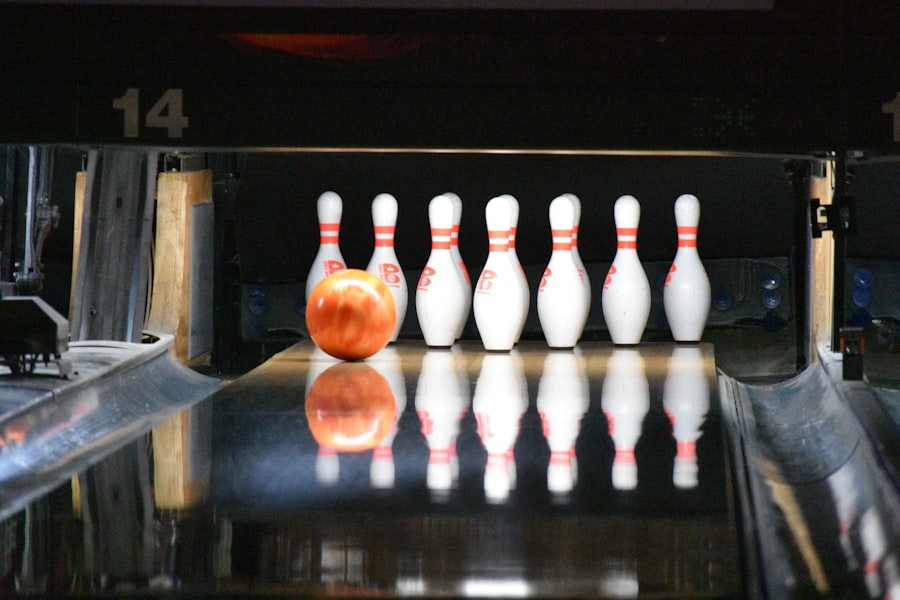 Bowling lanes and bar lighting at a Nashville venue