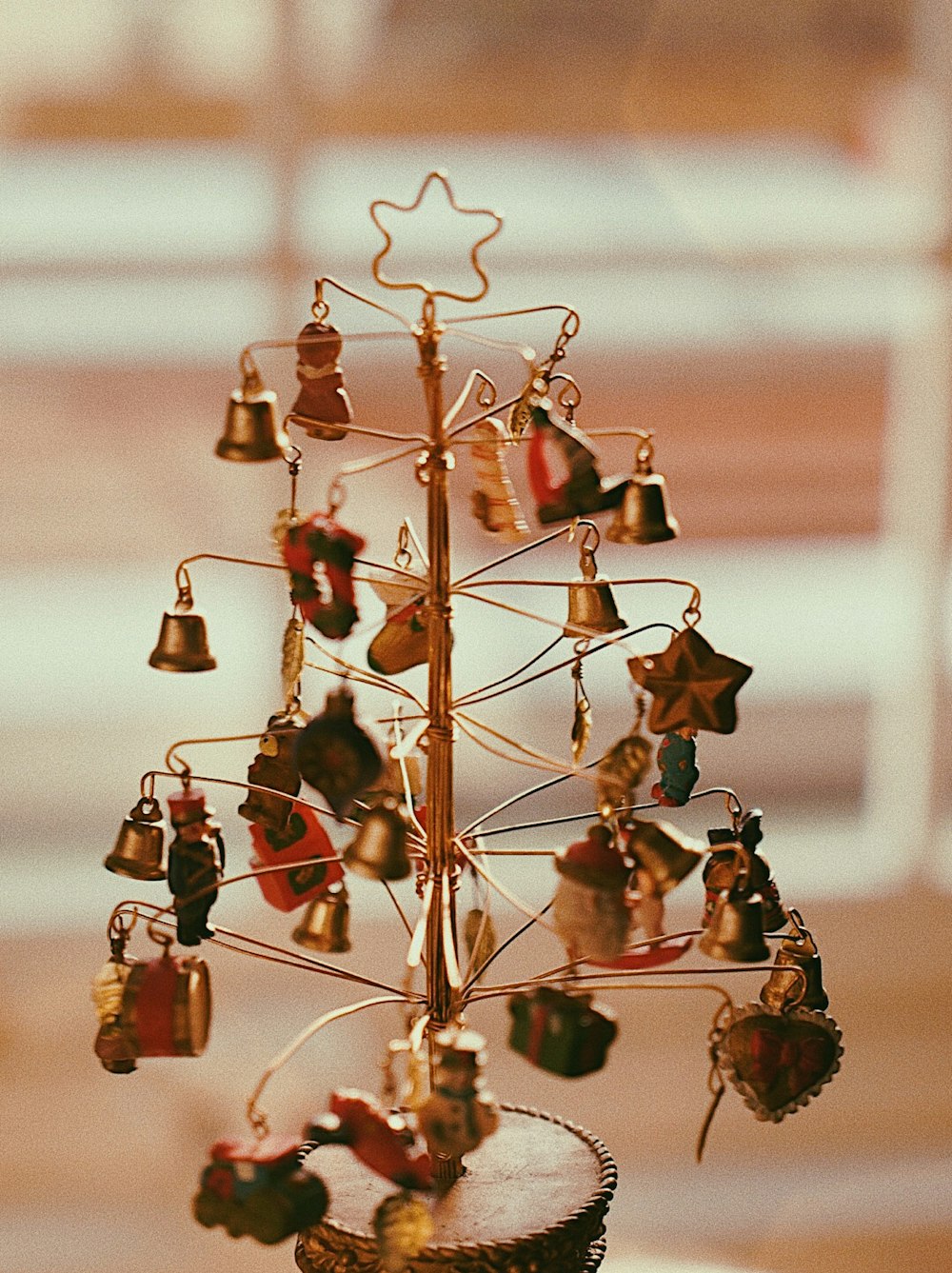 string Christmas tree with ornaments