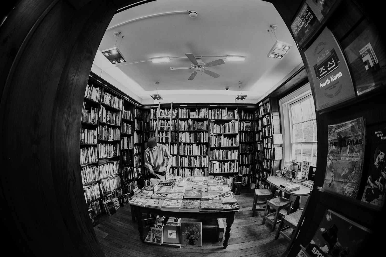 Canon EOS 5D Mark III + Canon EF 8-15mm F4L Fisheye USM sample photo. Person inside library photography