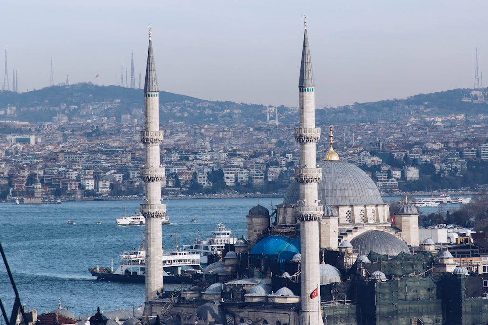 blue mosque near body of water