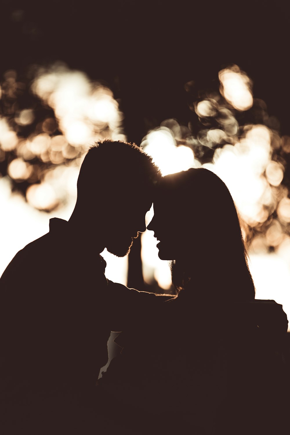 silhouette photography of couple