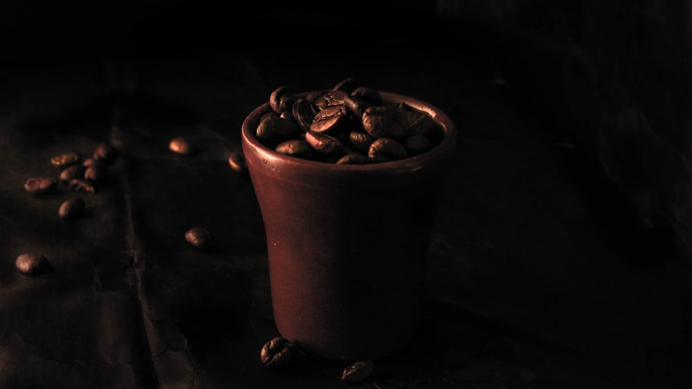 cup with coffee beans