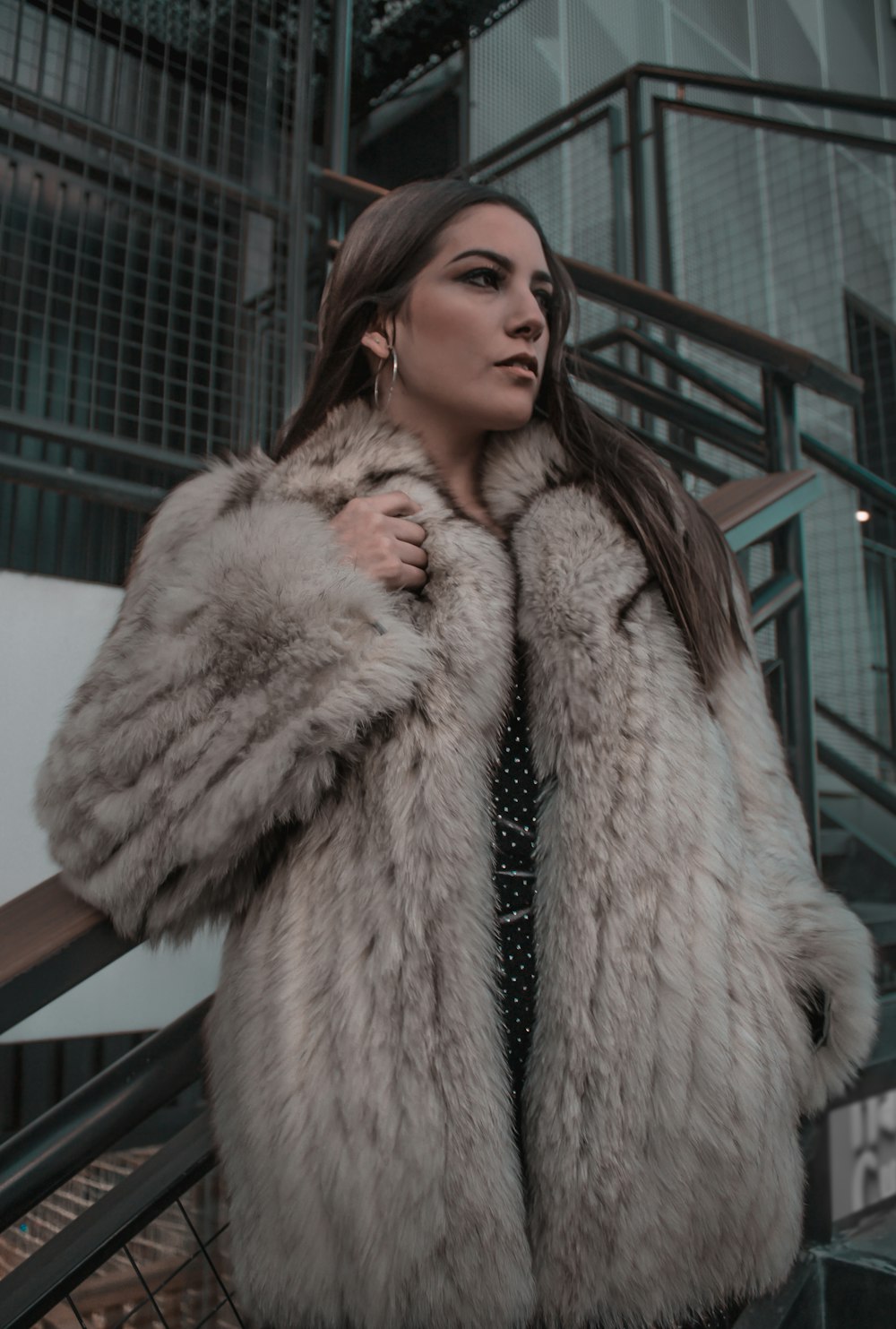 woman standing on stairway