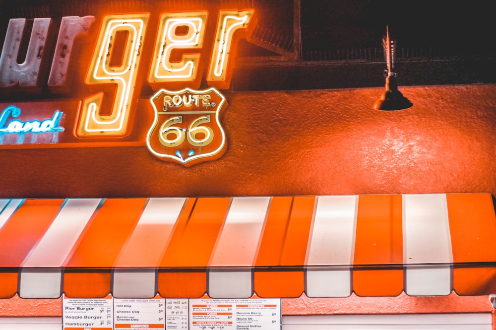 Burger Route 66 shop signage