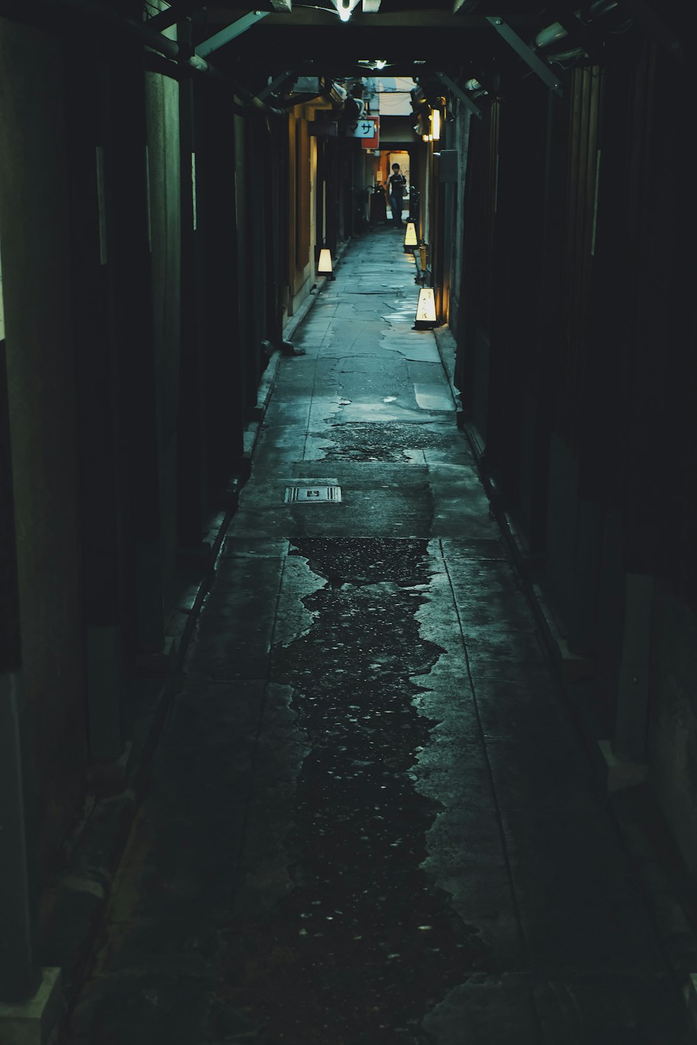 black concrete hallway