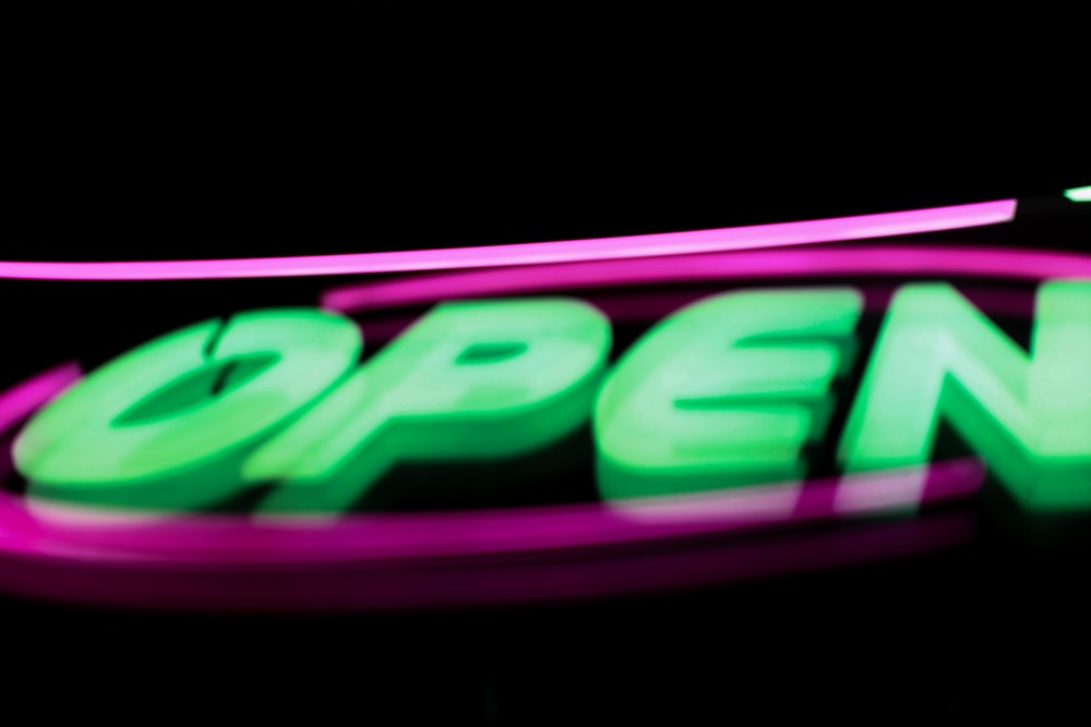 green Open neon signage